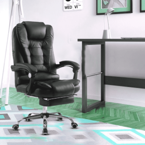 Manager Office Chair with Massager & Footrest in Black Colour by Fern India