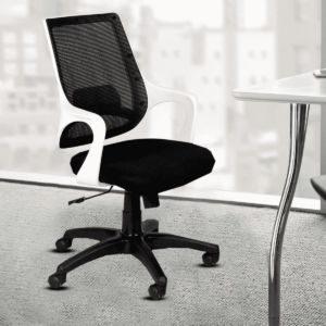 Temoc Ergonomic Chair in Black & White Colour by Fern India