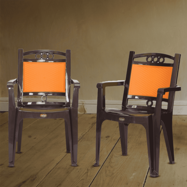 Plastic Chair (Set of 2) in Brown & Orange Colour by Fern India