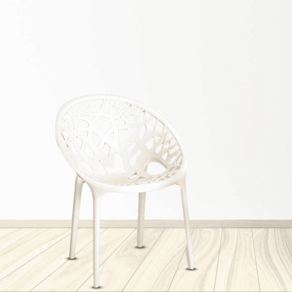 Latsyrc PP Designer Plastic Chair in Milky White Colour By Fern India