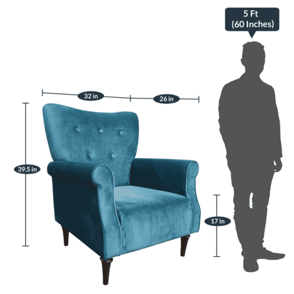 Noel Lounge Chair in Teal Green Colour by Fern India
