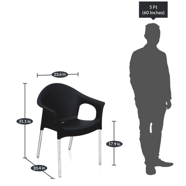 Allevon Plastic Chair in Iron Black Colour by Fern India
