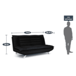 Nonrev 3 Seater Sofa cum Bed in Black Colour By FernInida.com