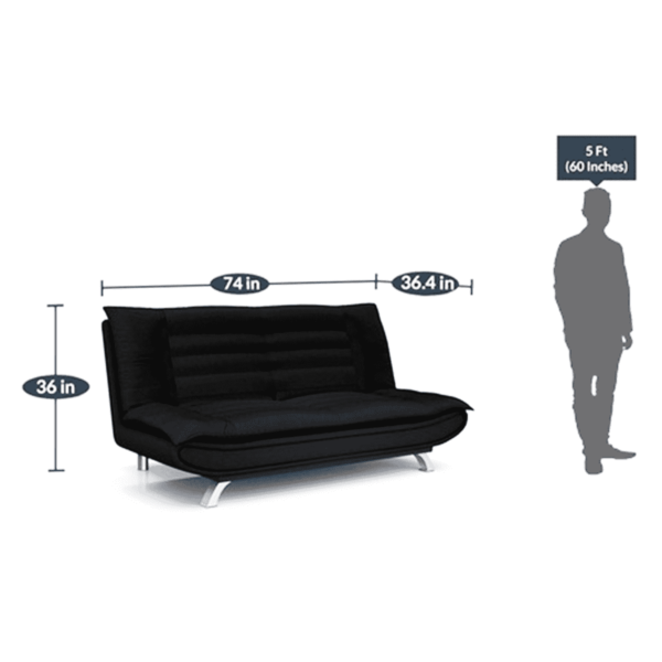 Nonrev 3 Seater Sofa cum Bed in Black Colour By FernInida.com