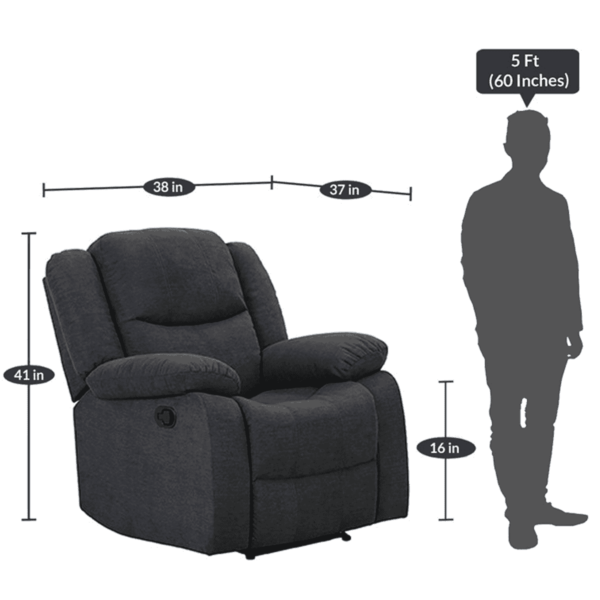 Ospat 1 Seater Manual Recliner in Dark Grey Colour by FernInida.com