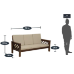 Regor Solid Wood 3 Seater Sofa in Provincial Teak Finish by FernInida.com