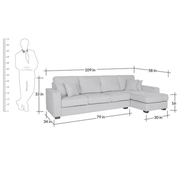 Oguh LHS 3 Seater Sofa with Lounger in Navy Blue Colour by FernInida.com