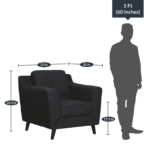 Adnama 1 Seater Sofa in Charcoal Grey Colour by FernInida.com