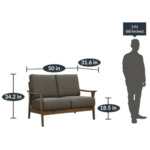 Yrelev 2 Seater Sofa in Safari Brown Colour with Brown Oak Finish by FernInida.com