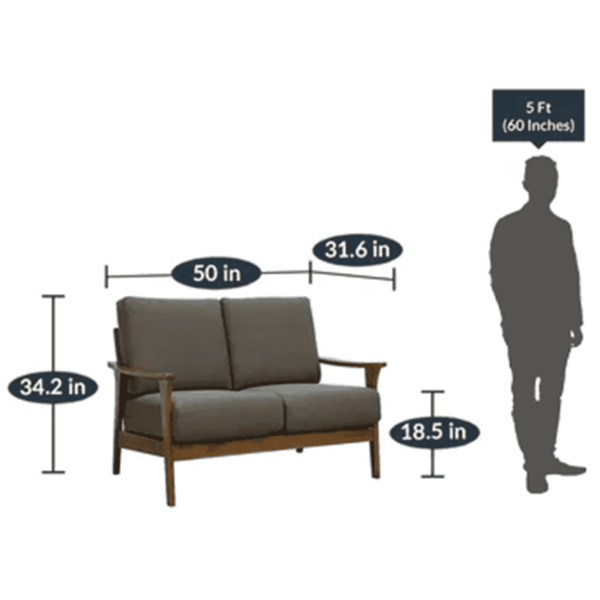 Yrelev 2 Seater Sofa in Safari Brown Colour with Brown Oak Finish by FernInida.com