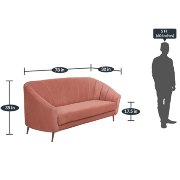 Eelyak 3 Seater Sofa In Blush Pink Colour by FernInida.com