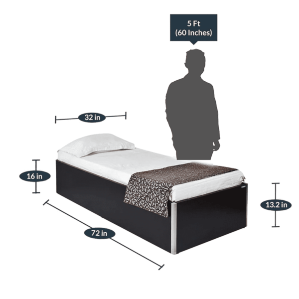Omsok Single Bed with Storage in Black Colour by Fern India