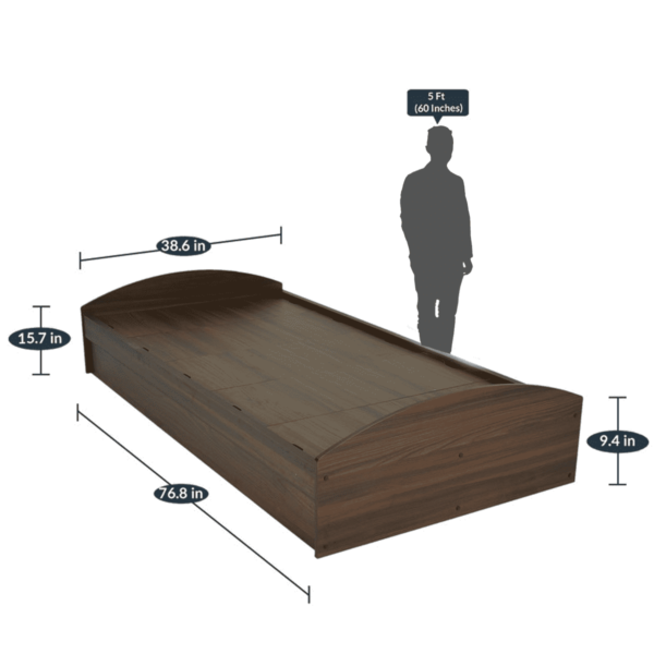 Nosidda Single Bed with Storage in Classic Walnut Finish by Fern India
