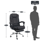 Manager Office Chair with Massager & Footrest in Black Colour by Fern India