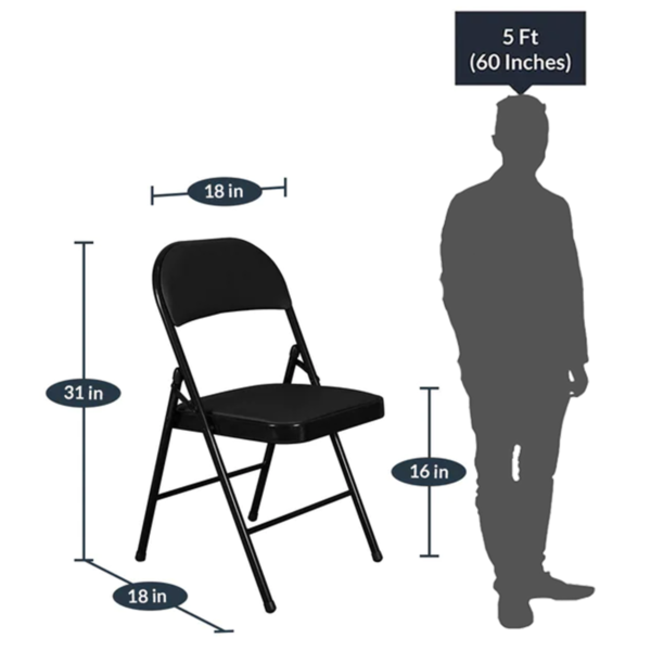 Folding Metal Chair in Black Colour by Fern India