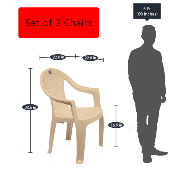 Plastic Chair (Set of 2) in Marble Beige Colour By Fern India