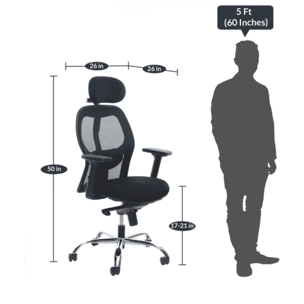 Racso High Back Ergonomic Chair in Black Colour by Fern India