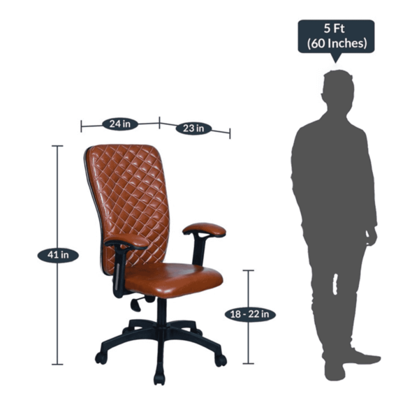 Edaps High Back Executive Chair in Dark Tan Brown Colour by Fern India