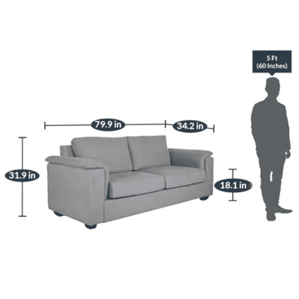 Serdna 3 Seater Sofa in Grey Colour By FernInida.com