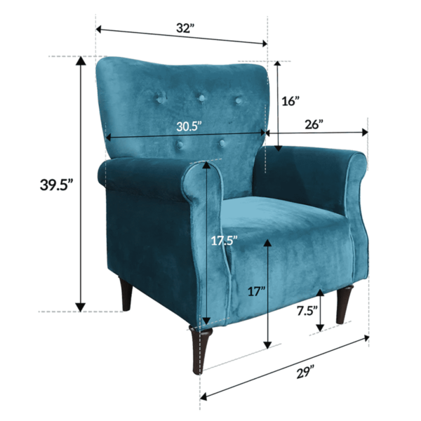 Noel Lounge Chair in Teal Green Colour by Fern India