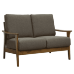 Yrelev 2 Seater Sofa in Safari Brown Colour with Brown Oak Finish by FernInida.com