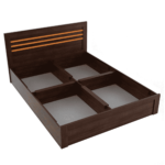 Nref King Size Bed in Walnut Brown Matte Finish by Fern India