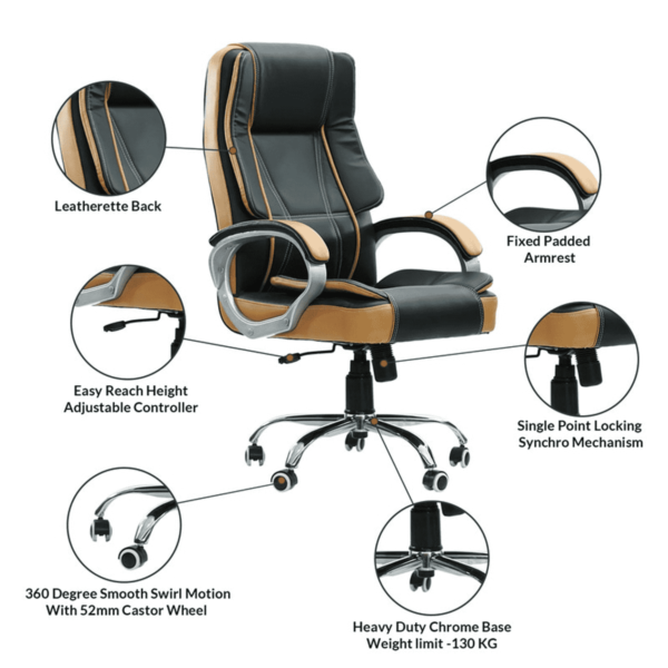 Revilo High Back Executive Chair in Dual Tone by Fern India
