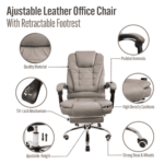 Manager Office Chair with Massager & Footrest in Khaki Colour by Fern India
