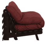 Ebok Single Futon Sofa Cum Bed with Mattress in Amber Red Colour by FernInida.com