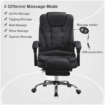 Manager Office Chair with Massager & Footrest in Black Colour by Fern India