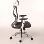 Nez High Back Ergonomic Chair in White & Grey Colour by Fern India