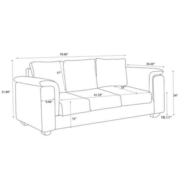 Serdna 3 Seater Sofa in Grey Colour By FernInida.com