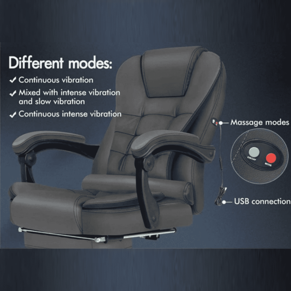 Manager Office Chair with Massager & Footrest in Khaki Colour by Fern India