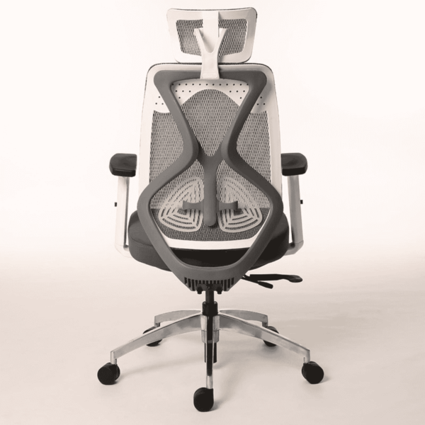 Nez High Back Ergonomic Chair in White & Grey Colour by Fern India