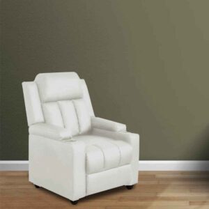 Yssalc 1 Seater Manual Recliner with Cupholders in White Colour by FernIndia.com