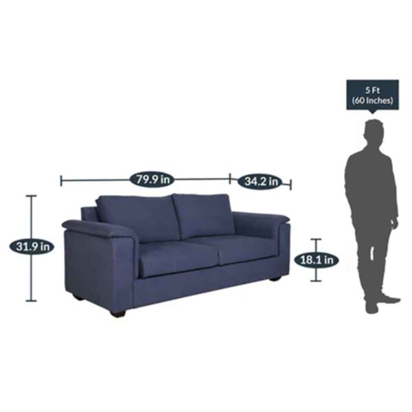 Serdna 3 Seater Sofa in Navy Blue Colour By FernIndia.com