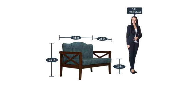 Tnagele 2 Seater Sofa in Sea Blue Colour by FernIndia.com