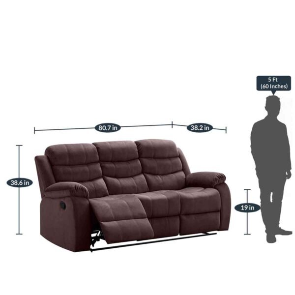 Oir 3 Seater Manual Recliner In Brown Colour by FernIndia.com