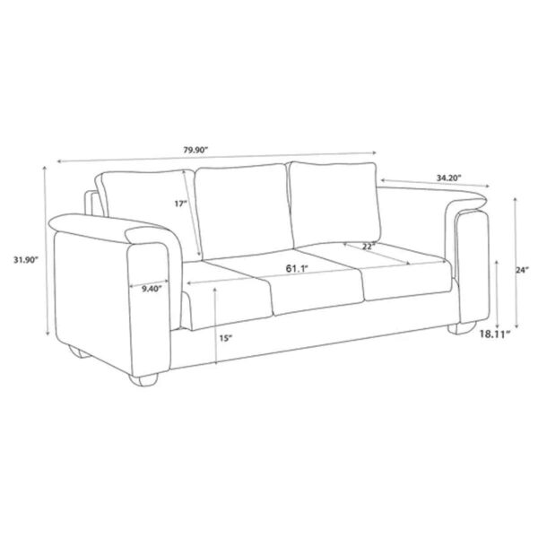 Serdna 3 Seater Sofa in Navy Blue Colour By FernIndia.com