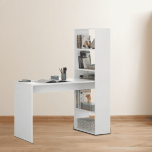 Hctuh Corner Study Table in Frosty White Colour by Fern India