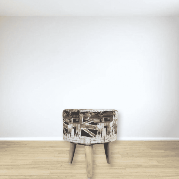 Sixela Seating Stool with UK Print by Fern India