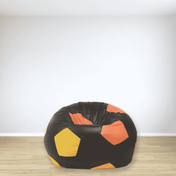 FootBall XXXL Bean Bag with Beans in Black Orange Yellow Colour by Fern India