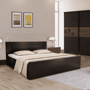 Noiram Queen Size Bed with Storage in Wenge Finish by Fern India