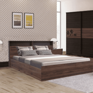 Assyla King Size Bed with Storage in Columbia Walnut Finish by Fern India