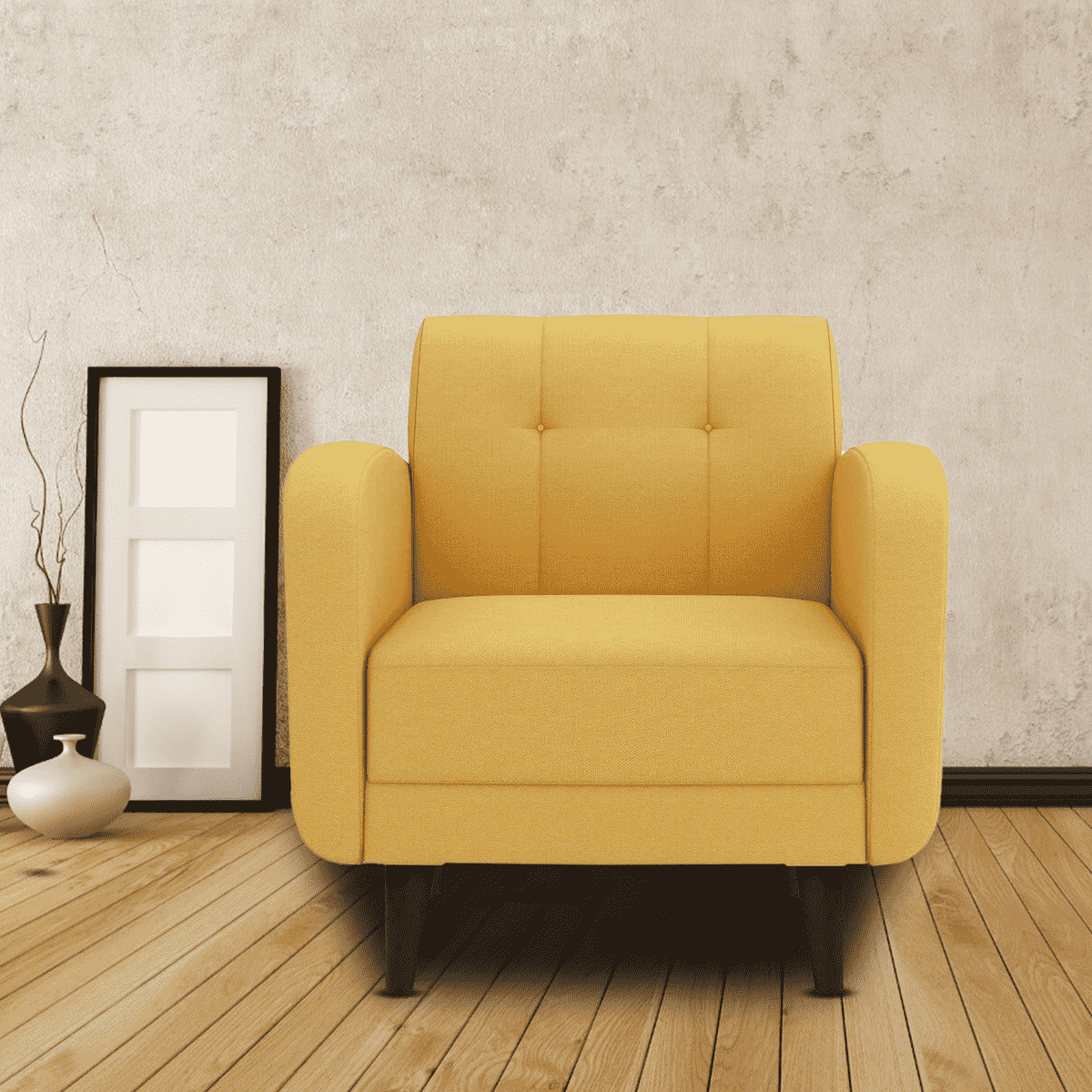 Emor 1 Seater Sofa in Yellow Colour by FernIndia.com
