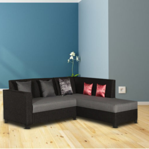Ssilb 5 Seater LHS Sectional Sofa in Black & Grey Colour by FernIndia.com