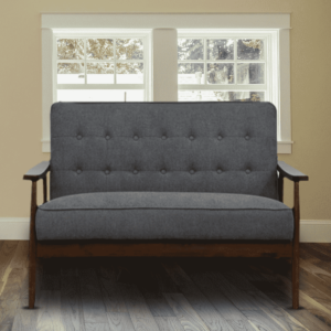 Nimzaj 2 seater Sofa in Dark Grey Colour with Brown Oak Finish by FernIndia.com