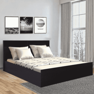 Xela King Size Bed with Storage in Dark Walnut Finish by Fern India