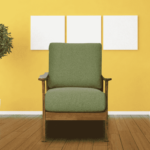 Yrelev 1 Seater Sofa in Green Colour with Brown Oak Finish by FernIndia.com