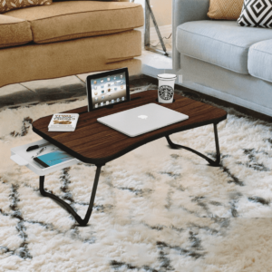 Oigres Portable Laptop Table With Tray in Walnut Finish by Fern India